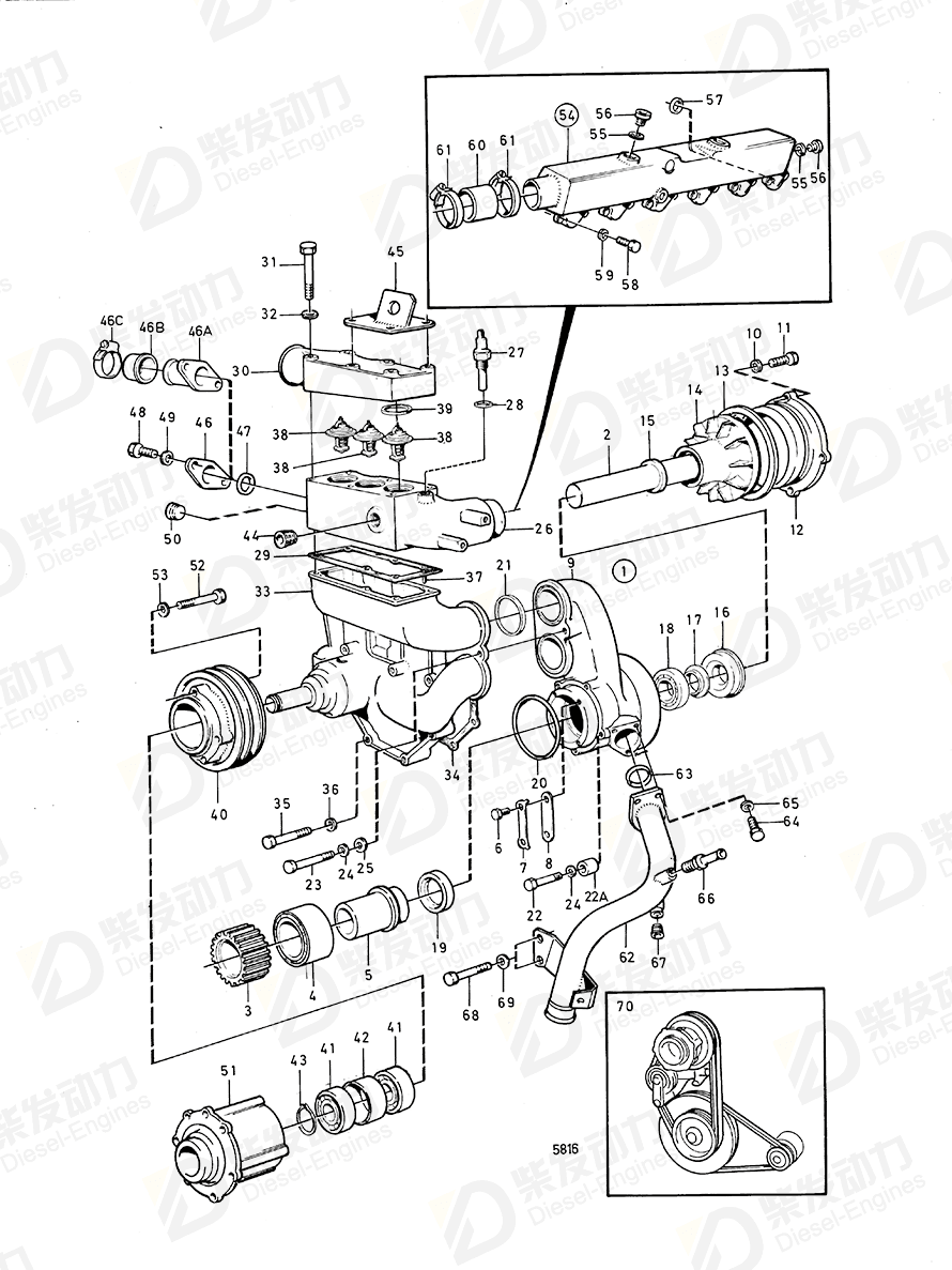 VOLVO Water pump 468250 Drawing